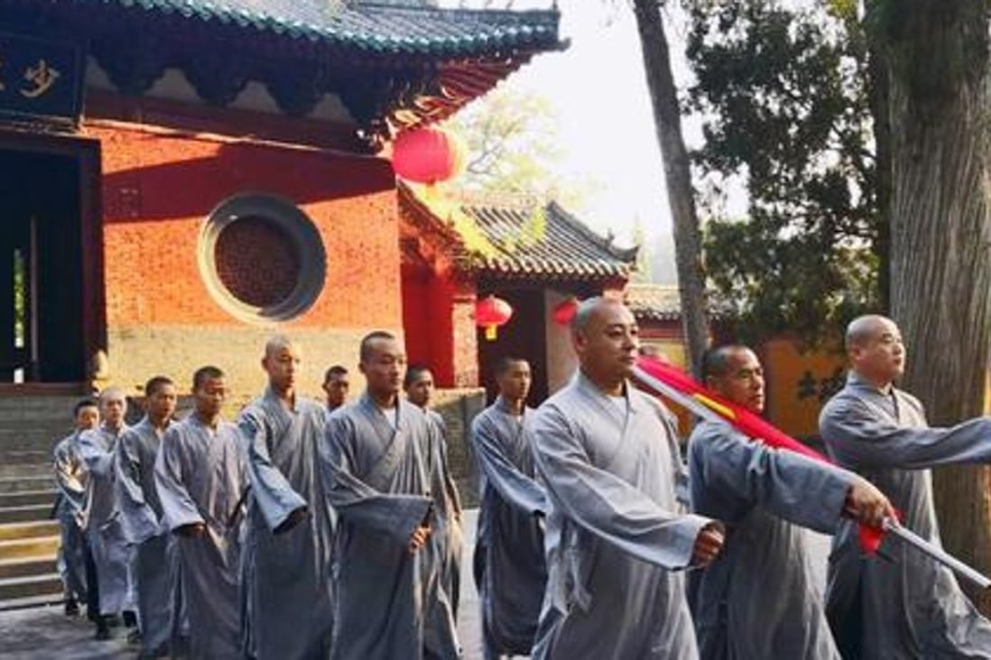 The high-profile ceremony was held at the temple on Mount Song as part of a government patriotism drive. Photo: Weibo