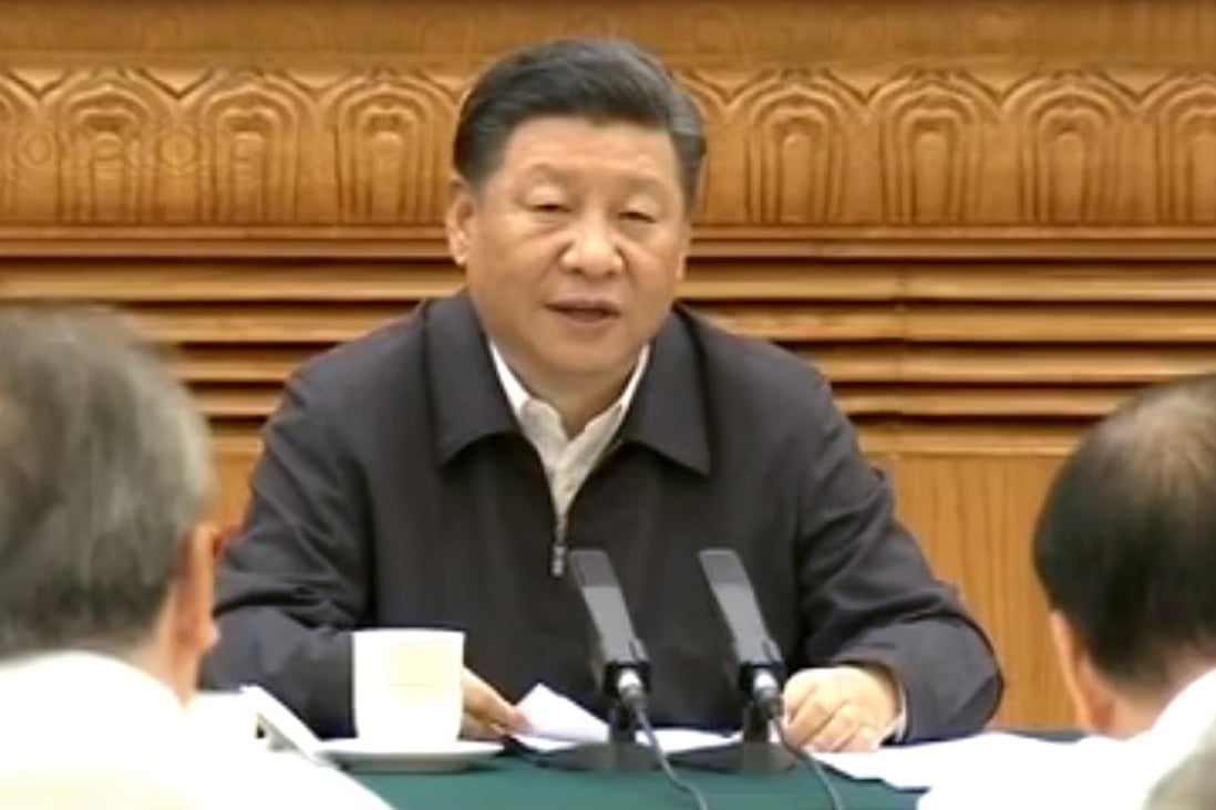 Xi Jinping speaks at a seminar marking five years since he launched the “Belt and Road Initiative” on Monday. Photo: CCTV