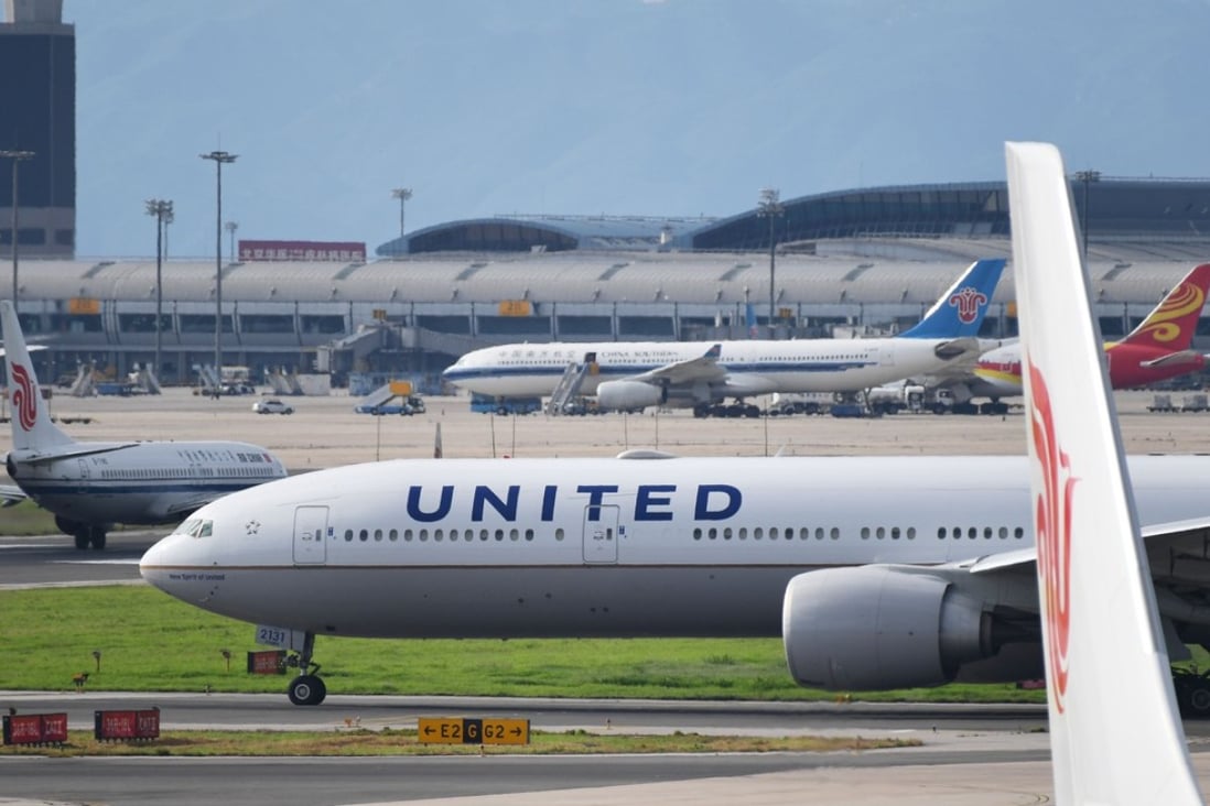 A United Airlines Boeing 777 waits to take off at Beijing airport on July 25, the deadline for carriers to comply with a demand to list Taiwan as part of China. Photo: AFP