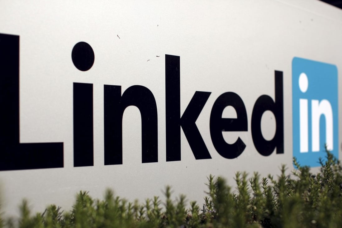 File photo of the logo for LinkedIn in Mountain View, California. Photo: Reuters