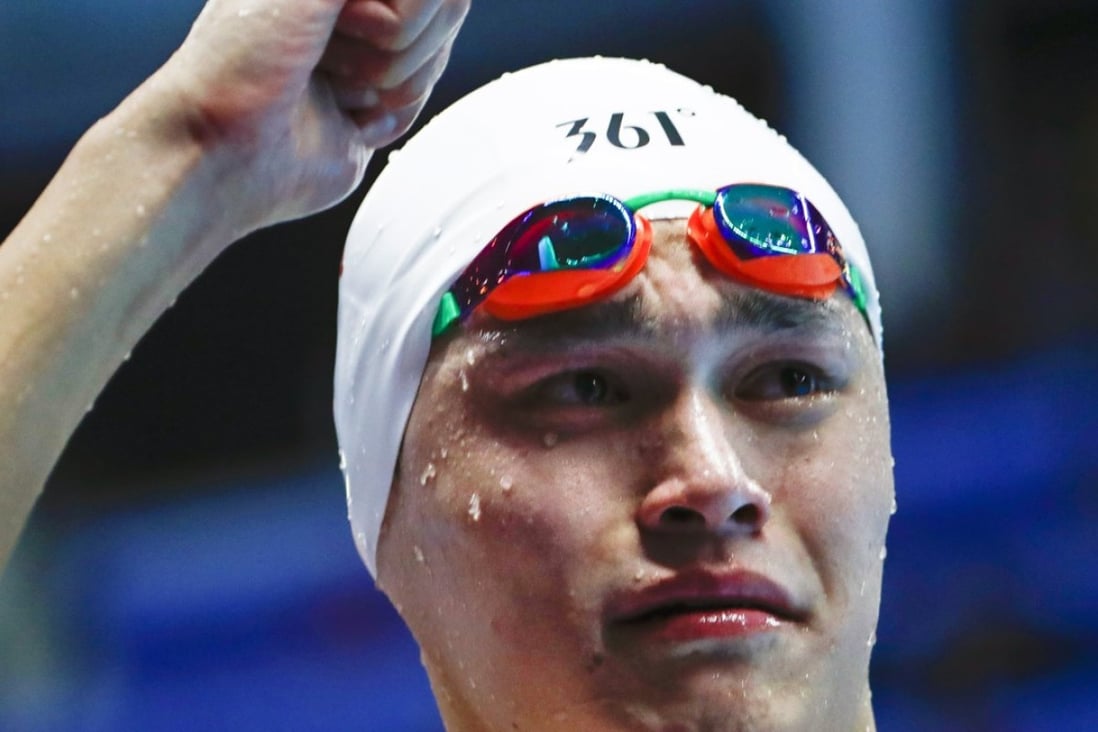 China’s Sun Yang is in tears after winning the men’s 1,500m freestyle. Photo: EPA