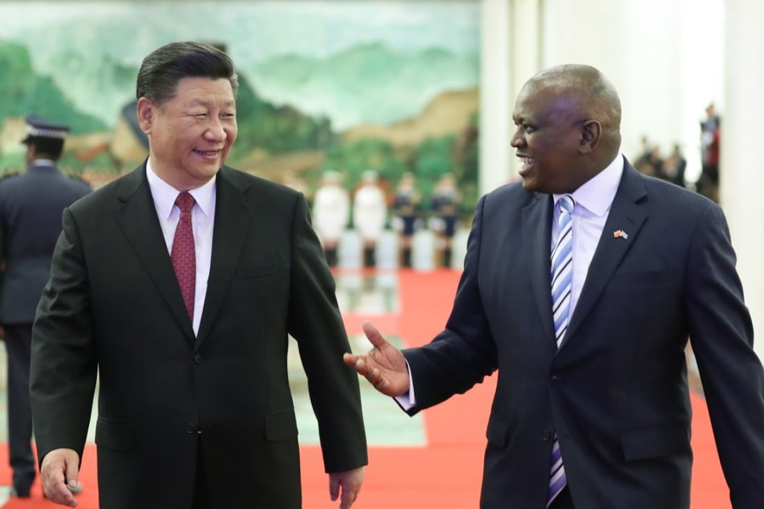Chinese President Xi Jinping, left, with Botswana's President Mokgweetsi Masisi at a welcoming ceremony before their talks at the Great Hall of the People in Beijing last month. Photo: Xinhua