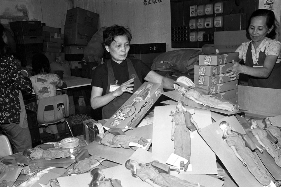 Workers package dolls at a toy factory, in Hong Kong, in 1977. Picture: SCMP