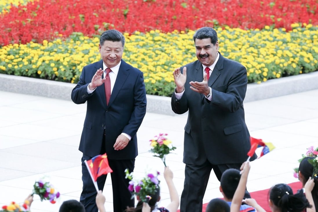 Chinese President Xi Jinping welcoming his Venezuelan counterpart Nicolas Maduro before their talks in Beijing on Friday. Photo: Xinhua