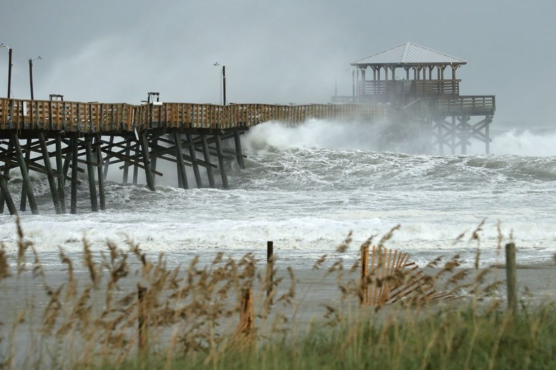 Heavy waves hit Atlantic Beach in North Carolina on Thursday as the outer edges of Hurricane Florence reach the US. Photo: AFP