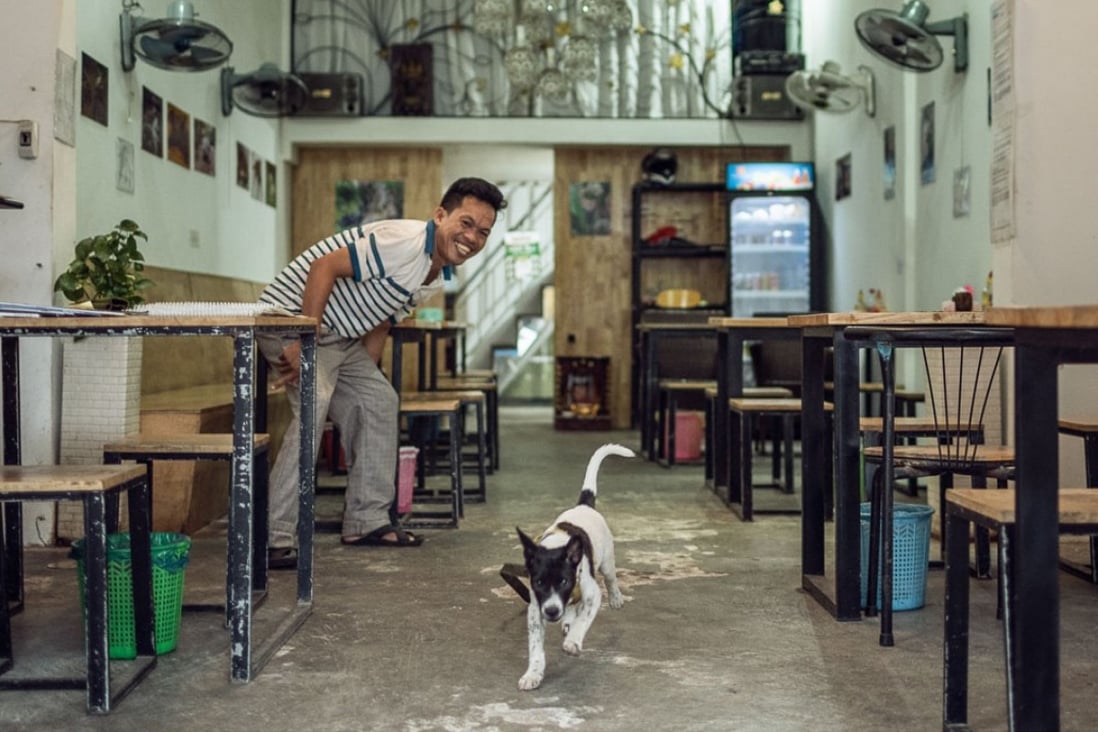 Chom Mong, who previously ran a dog meat restaurant but is now running a vegan restaurant, Sabay Vegilicious, in Phnom Penh, Cambodia. Photo: Enric Catala