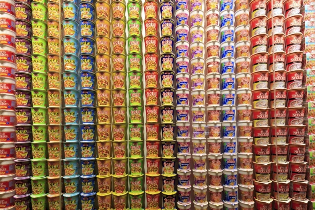 Stacks of Nissin Cup Noodles from the maker of the world’s first instant noodles. Photo: Shutterstock
