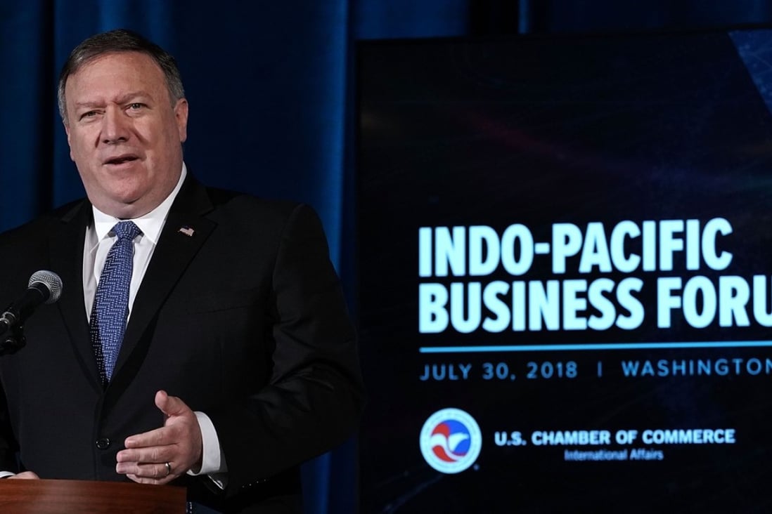 US Secretary of State Mike Pompeo speaks at the Indo-Pacific Business Forum in July in Washington. Photo: Getty Images via AFP