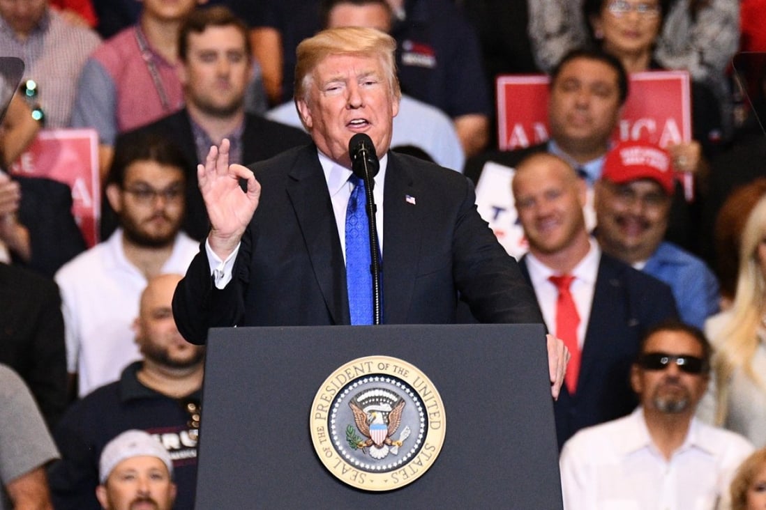 US President Donald Trump speaks at a rally in Las Vegas on September 20. Trump continued to hit out at China days after announcing another round of tariffs, signalling that the trade war won't end any time soon. Photo: Bloomberg