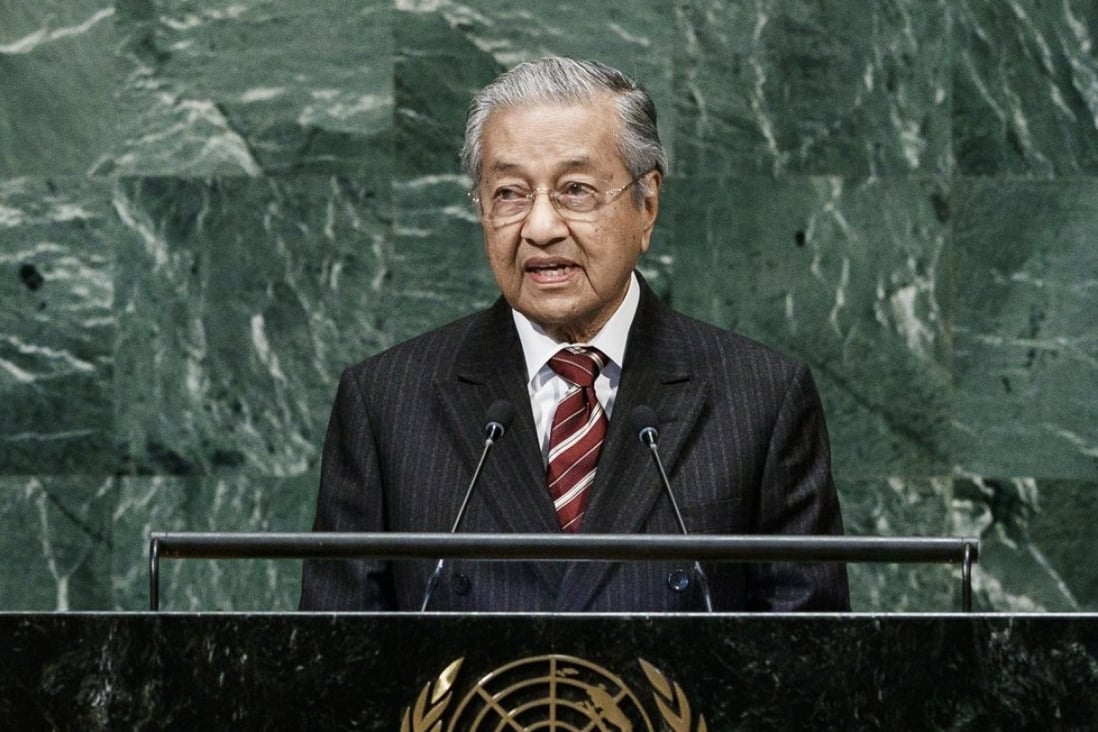 Malaysia's Prime Minister Mahathir Mohamad addresses the UN. Photo: EPA