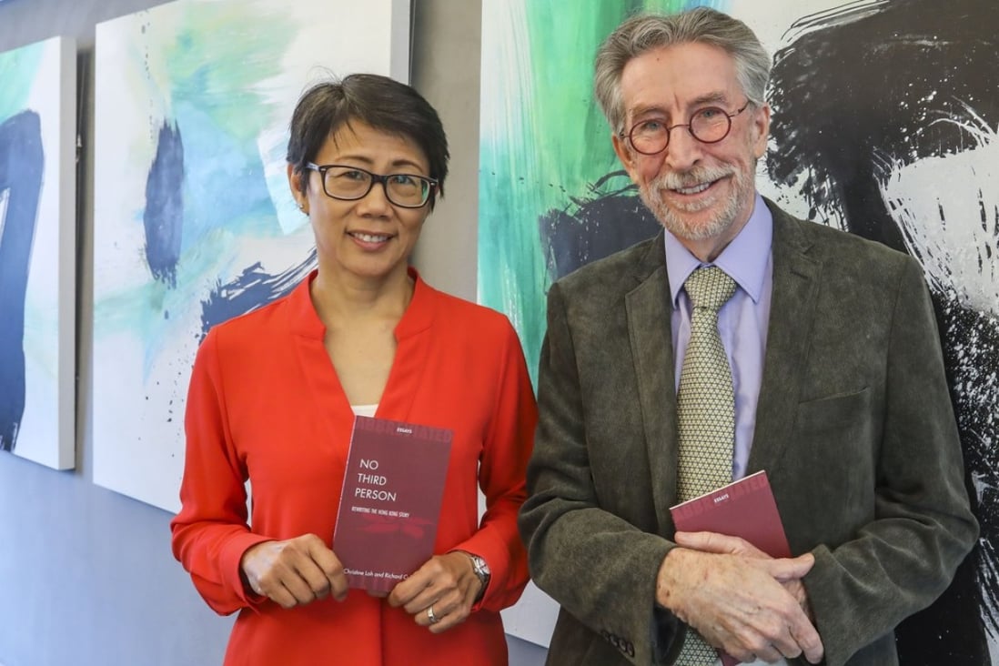 Christine Loh and Richard Cullen introduce their new book in Sheung Wan on Friday. Photo: Jonathan Wong