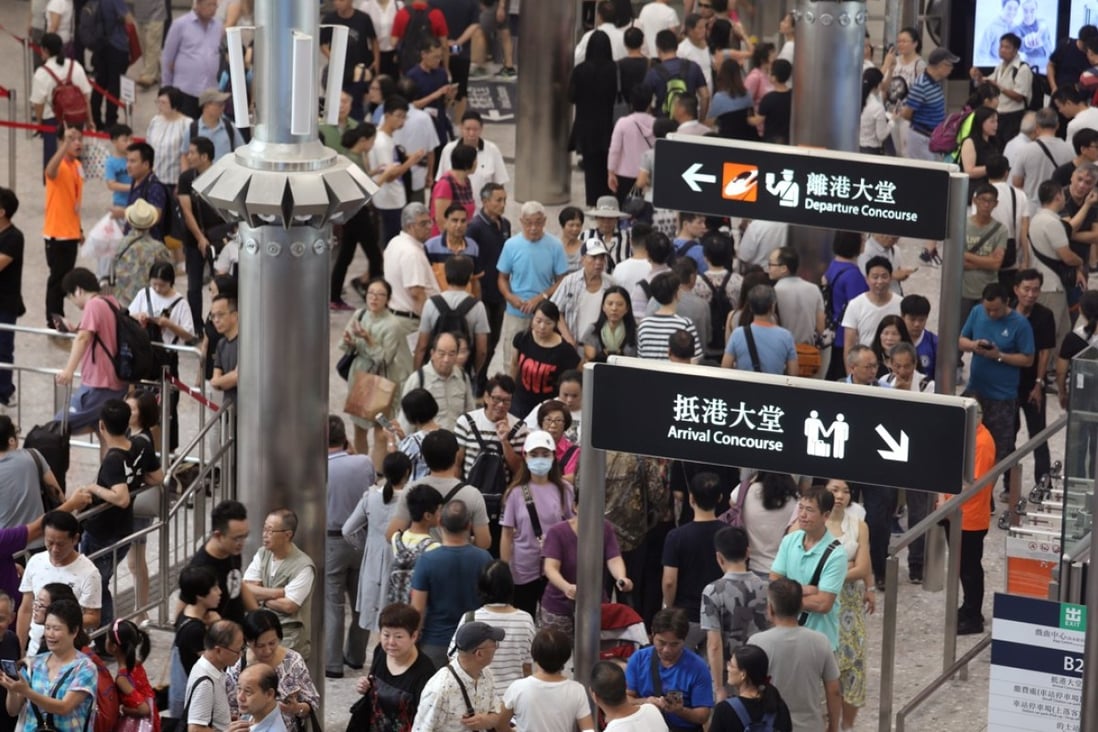 A record number of passengers passed through West Kowloon station on Monday. Photo: Felix Wong
