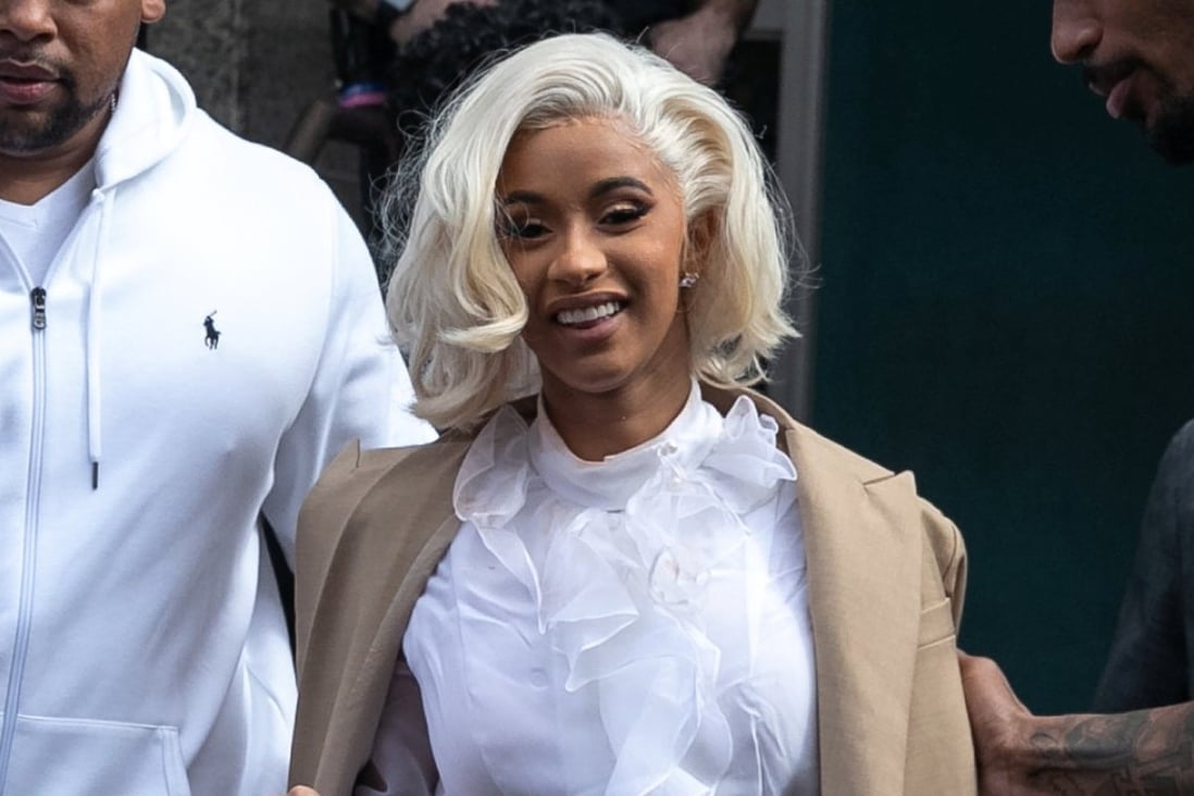 Cardi B leaves a police station in Queens, New York on Monday. Photo: Reuters