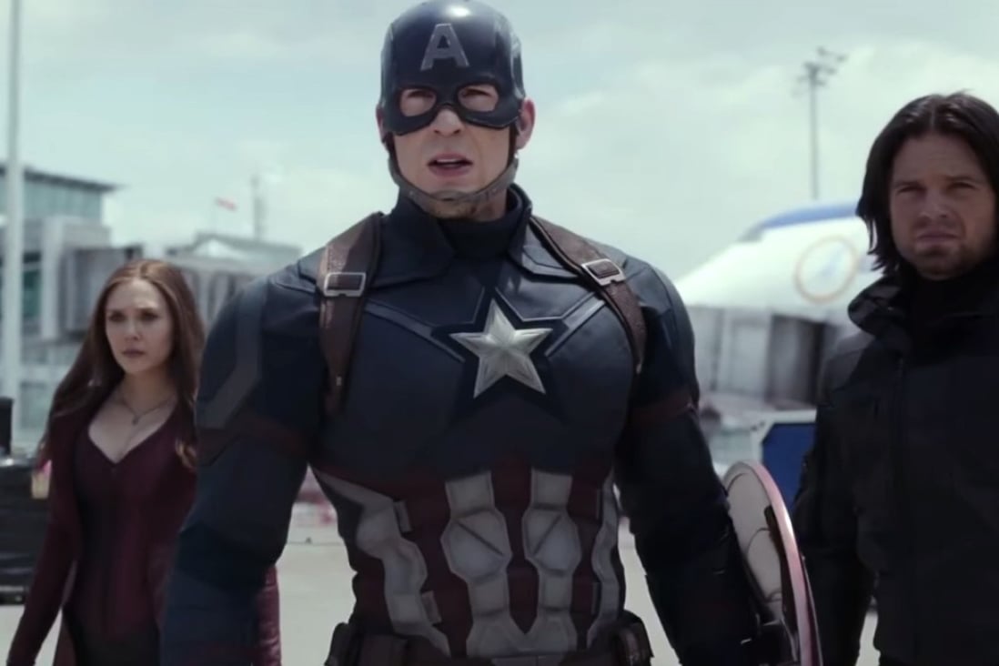 Chris Evans as Steve Rogers/Captain America and Sebastian Stan as Bucky Barnes/Winter Soldier in Marvel's Captain America: Civil War.