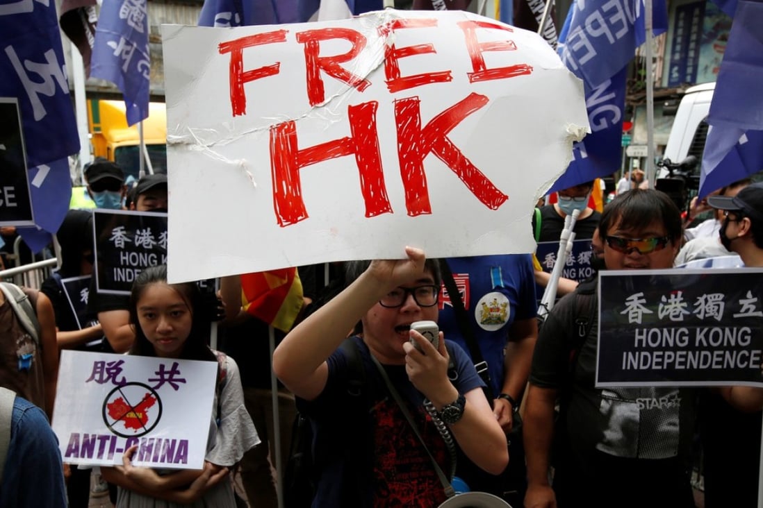 Pro-independence protesters during a demonstration in Hong Kong. Photo: Reuters