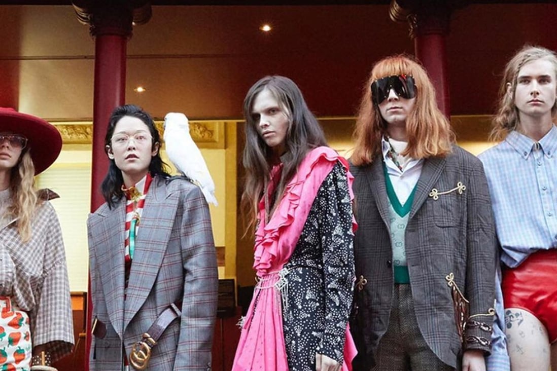Models in front of Théâtre Le Palace where the Gucci spring/summer 2019 show was held. The luxury maison is encouraging millennials to ‘Guccify’.