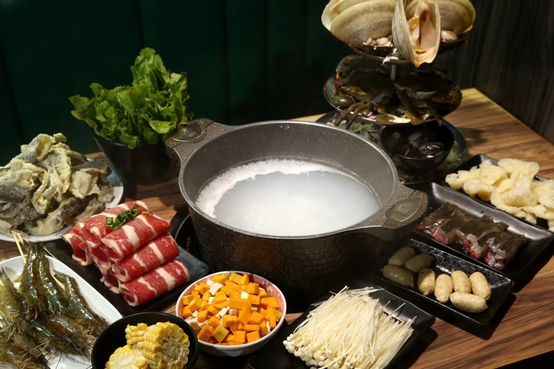 A hotpot with seven types of seafood, beef and vegetables is prepared at Shunde Congee Seafood Hotpot, San Po Kong. Photo: Edmond So