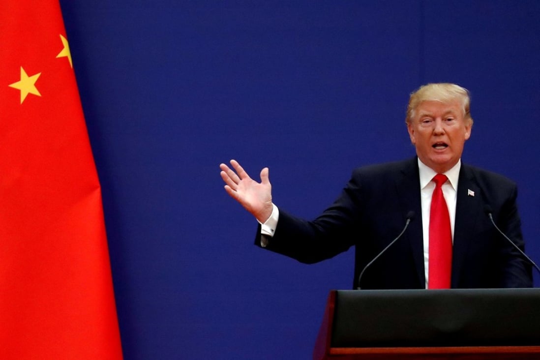 US President Donald Trump delivers a speech at the Great Hall of the People in Beijing last November. Trump’s “shock and awe” of US trade tariffs has produced little progress in the last few rounds of negotiations with China, nor have tariffs reduced the bilateral trade deficit for the US. Photo: Reuters