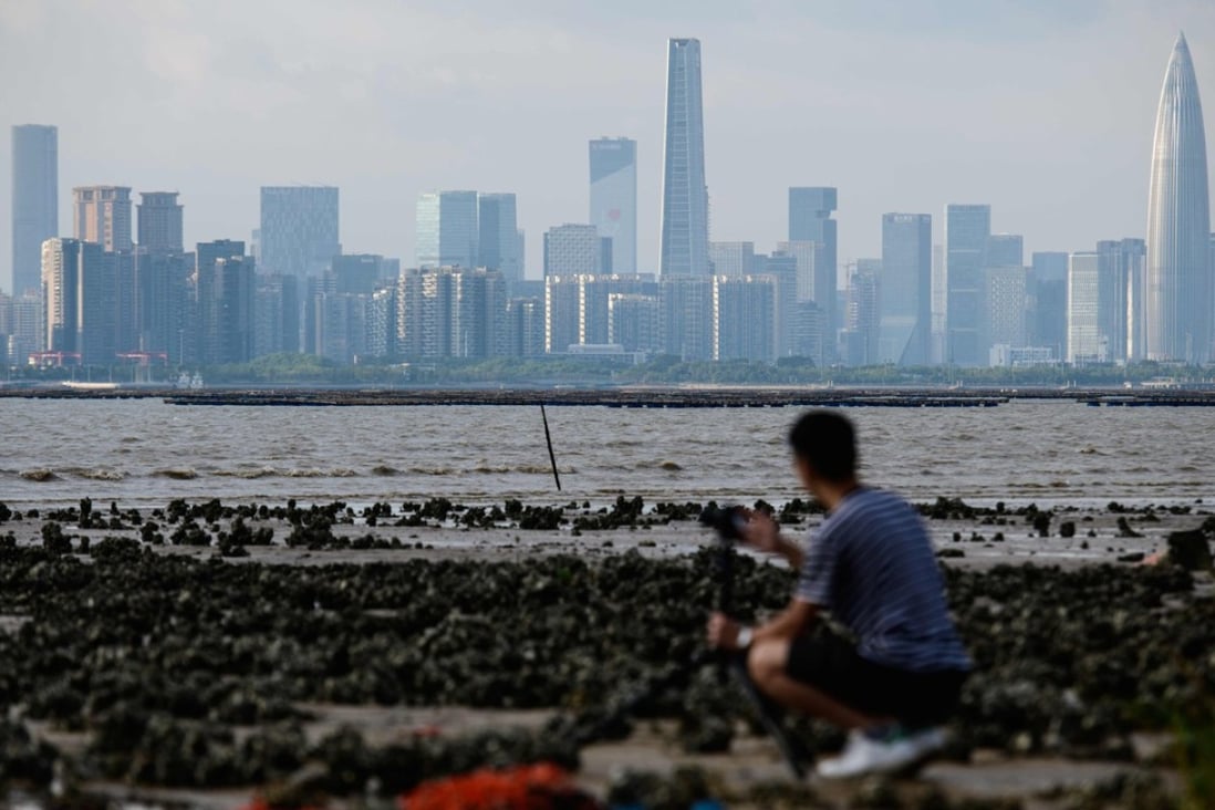 A man in Hong Kong looks across Deep Bay towards Shenzhen, one of nine Guangdong cities included in the ‘Greater Bay Area’ project. Photo: AFP