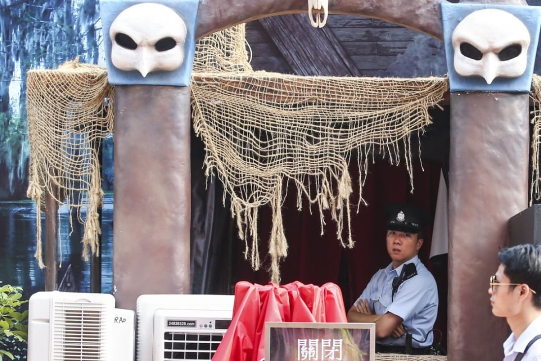 The Halloween attraction, “Buried Alive”, at Ocean Park was closed after the young man was found dead inside on Saturday September 16, 2017. Photo: David Wong