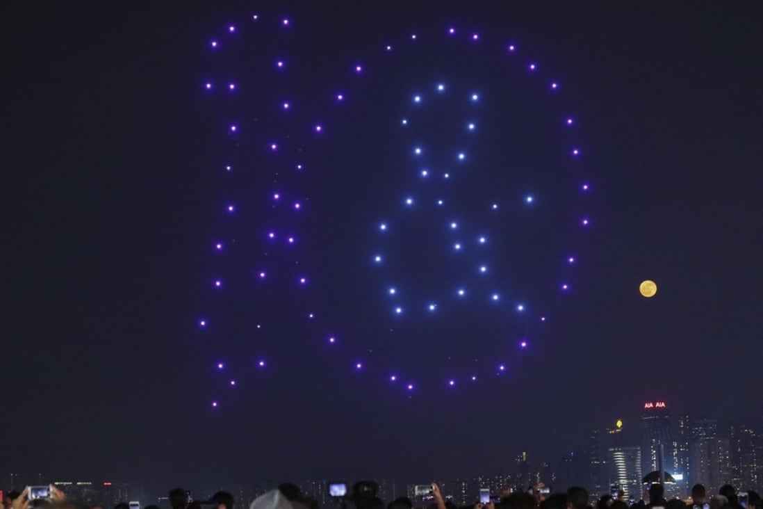 The drones were performing a choreographed light show commemorating the wine and dine event’s 10th year. Photo: Felix Wong