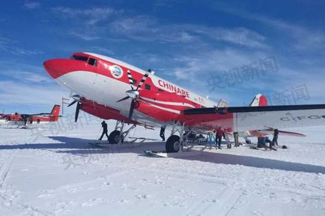 China has only one fixed-wing plane that can fly to the polar regions, the Xue Ying 601, or Snow Hawk. Photo: CCTV