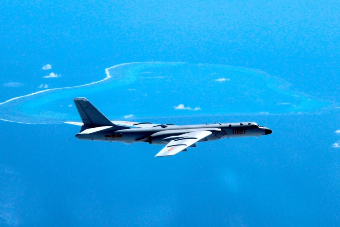 A Chinese H-6K bomber patrols the South China Sea, where tensions between Beijing and Washington have been steadily rising. Photo: AP