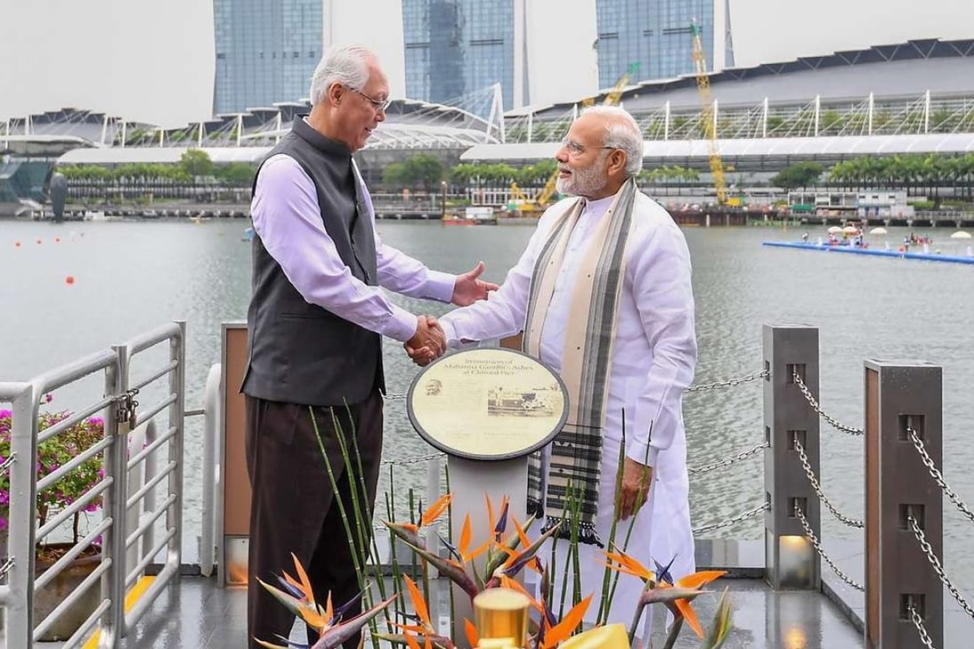 Singapore’s former PM Goh Chok Tong and Indian PM Narendra Modi in Singapore in June 2018. Photo: AFP