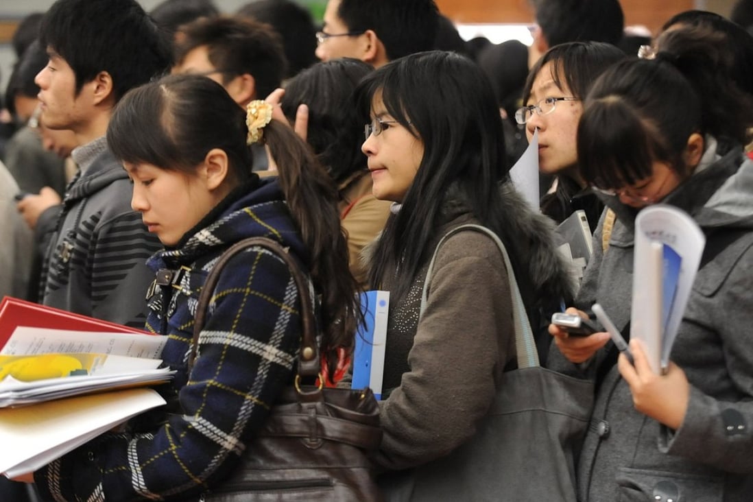 October is the traditional month for Chinese employers to tour university campuses in search of prospective hires from the upcoming year of graduates. Photo: AFP