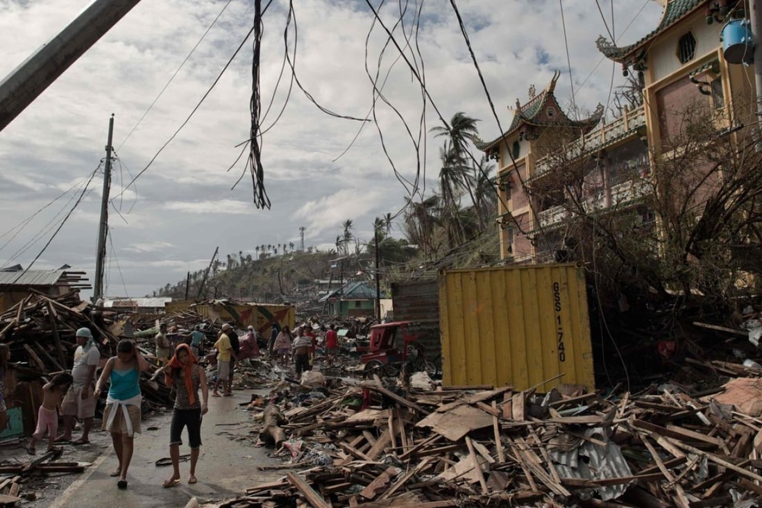 Destruction surrounds a Chinese temple in Tacloban City after Typhoon Haiyan struck. Photo: AFP