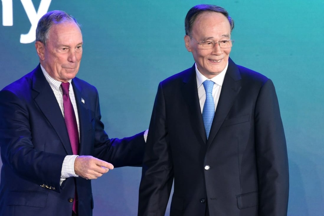 At the Bloomberg New Economy Forum in Singapore, Michael Bloomberg described Chinese Vice-President Wang Qishan as the world’s most influential politician. Photo: AFP