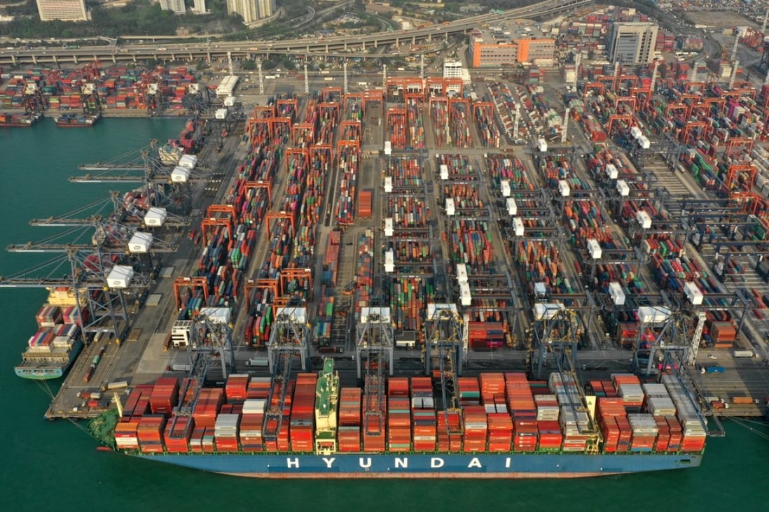 An aerial view of Hong Kong Port at Kwai Tsing. Maritime cargo represents over 90 per cent of Hong Kong’s overall cargo volume. Photo: Roy Issa