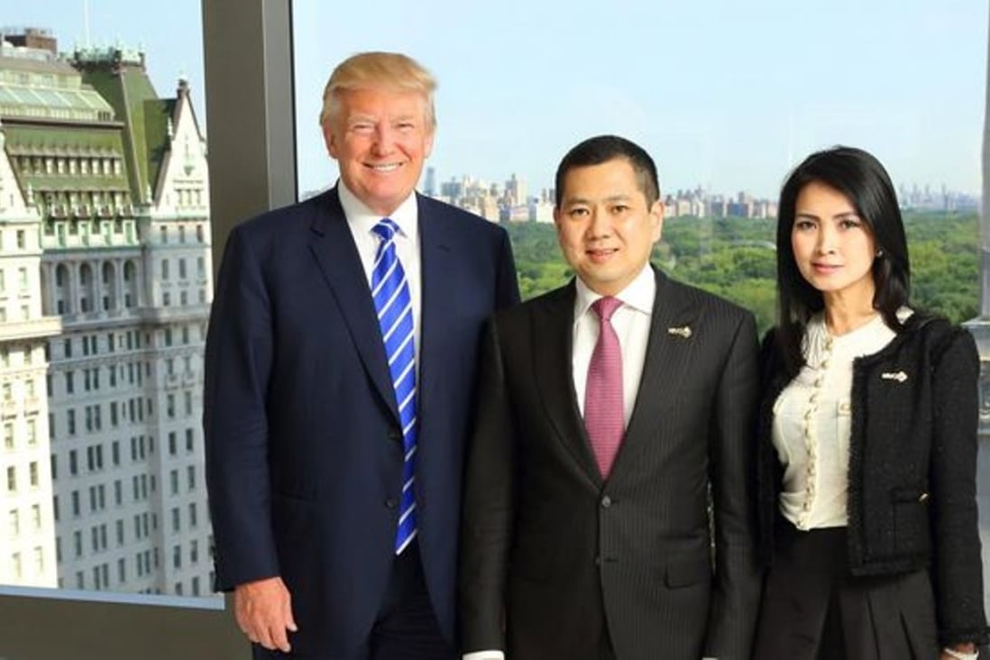 Donald Trump with MNC Group founder Hary Tanoesoedibjo and his wife, Liliana, at the signing ceremony to announce a Trump-branded development in Bali, in August 2015. Picture: Trump Hotel Collection