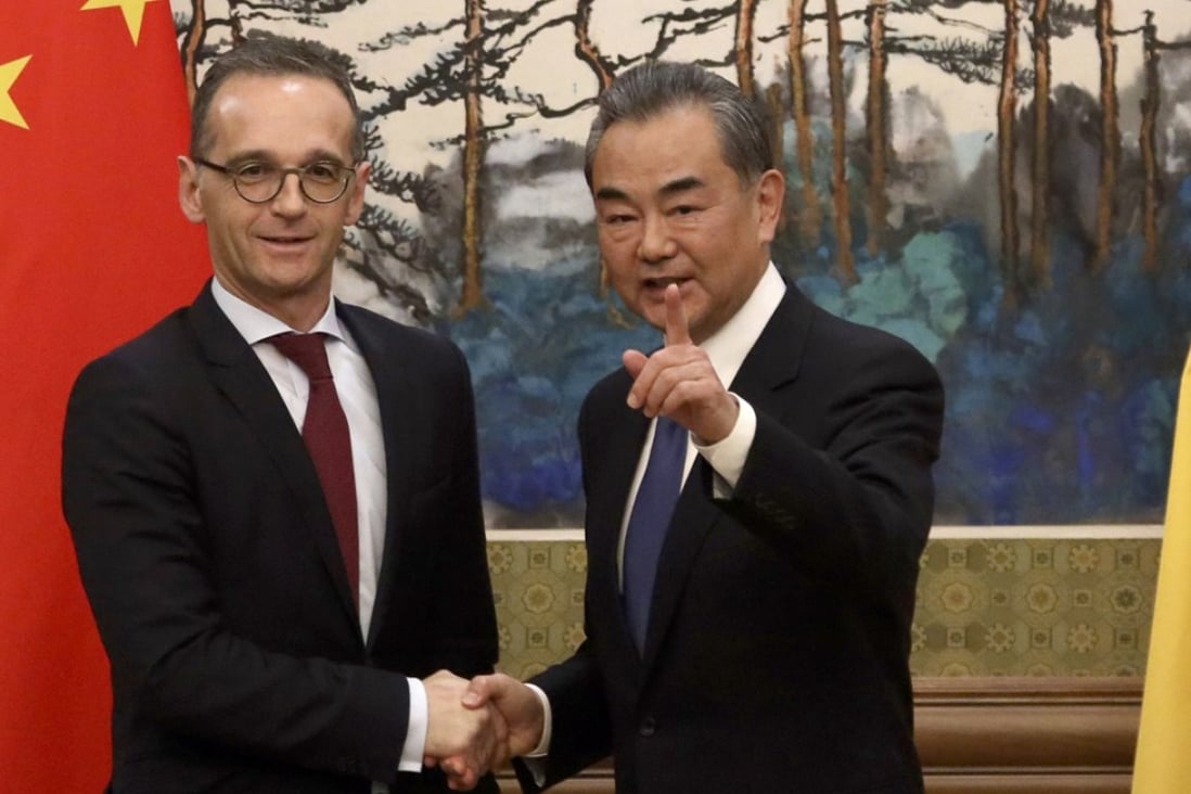 Chinese Foreign Minister Wang Yi’s statement on Xinjiang’s detention of Uygurs came after a meeting with Heiko Maas, his German counterpart, in Beijing on Tuesday. Photo: AP