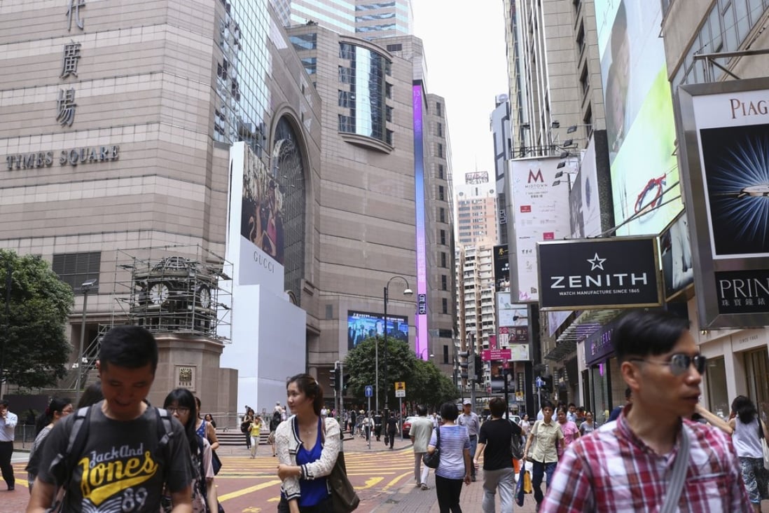 Retail rents on Russell Street, Causeway Bay, were the highest in the world in the second quarter, according to a Cushman & Wakefield report. Photo: Rachel Cheung/SCMP