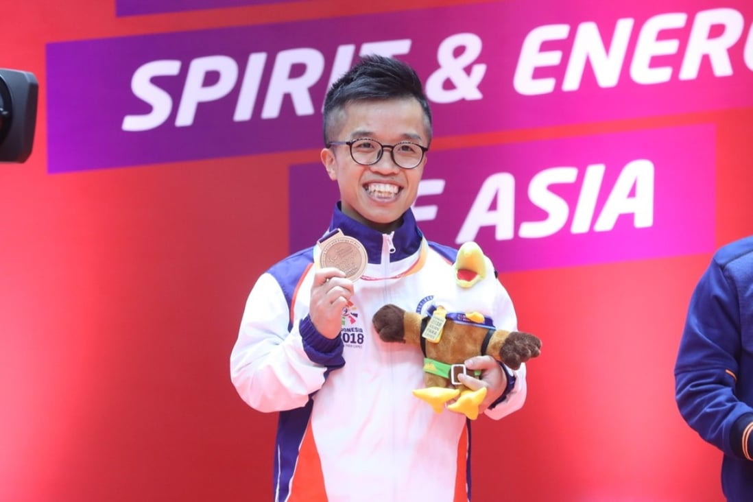 After a defeat in the 2016 Asian Para-Badminton Championships, Hong Kong badminton player Tim Wong persisted and eventually won a bronze medal at the 2018 Asian Para Games in October this year. He is training for the 2020 Summer Paralympics in Tokyo. Photo: Hong Kong Paralympic Committee & Sports Association for the Physically Disabled