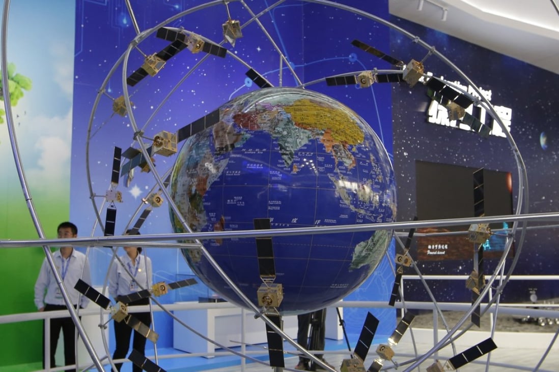 A model of the Beidou navigation satellite system on display at the Zhuhai air show earlier this month. Photo: AP