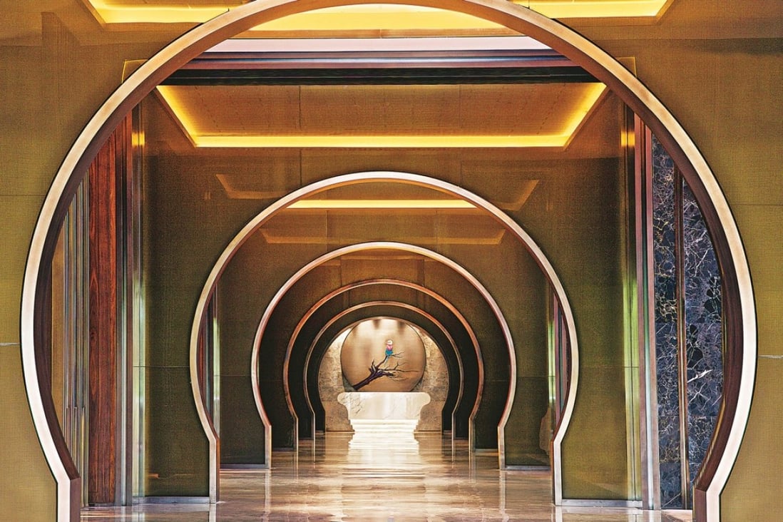 The foyer of the NUO Hotel in Beijing.