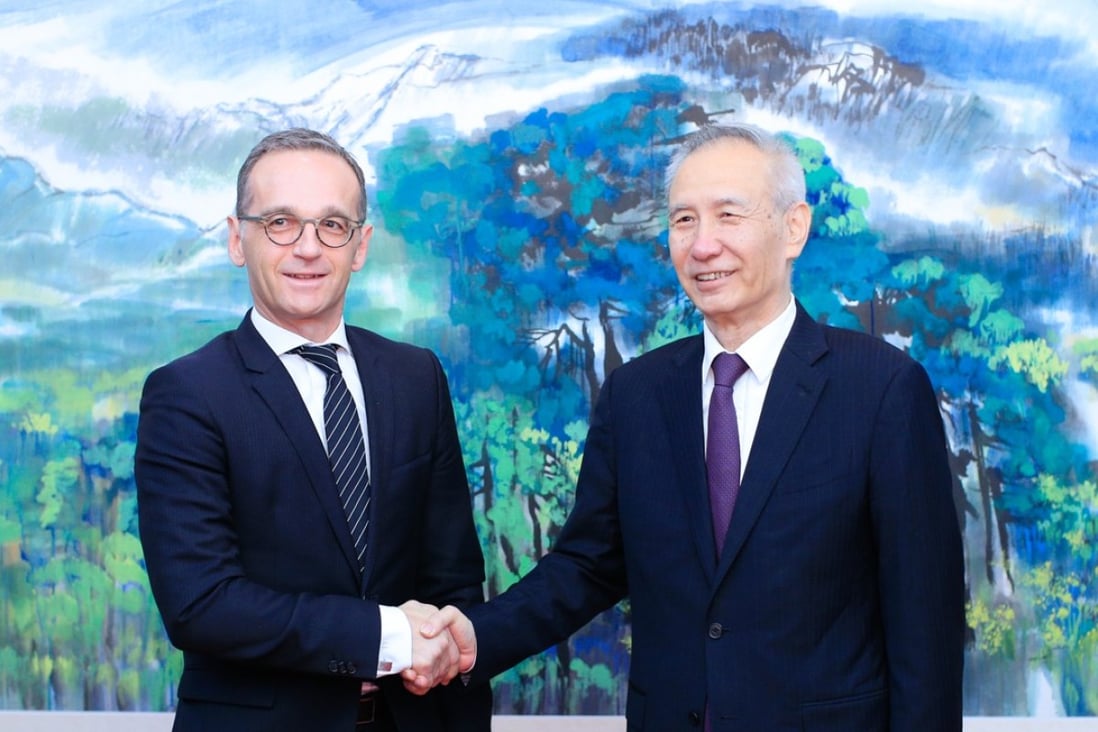 Liu He met German Foreign Minister Heiko Maas in Beijing this month, as China steps up efforts to find common ground with Europe. Photo: Xinhua