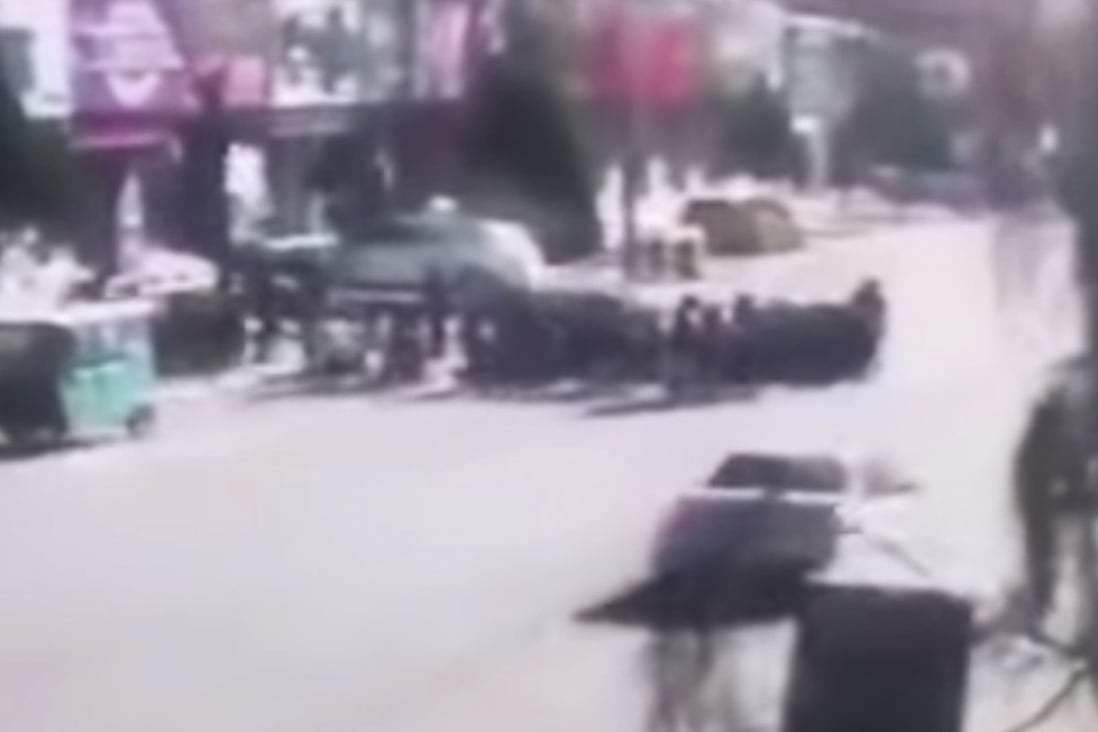 Five children died and 18 were injured after a car ploughed into a group of children crossing a road outside a primary school in northeast China on Thursday. Photo: YouTube