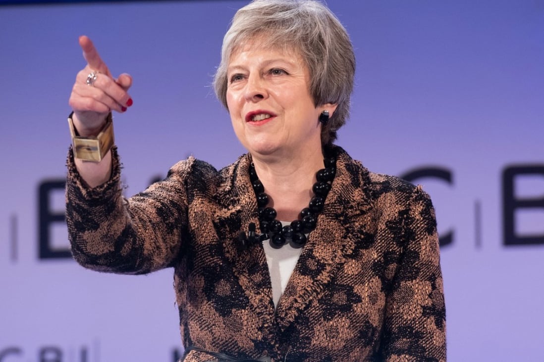 British Prime Minister Theresa May delivers a keynote speech at the annual conference of the Confederation of British Industry in London on November 19. May enlisted British business leaders’ support for her much-criticised Brexit deal, even as she faced mutiny in the ranks of her own party. Photo: Xinhua