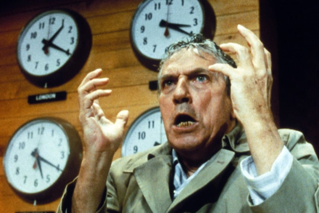 Peter Finch plays the news anchor who loses it in Network (1976). Photo: Alamy