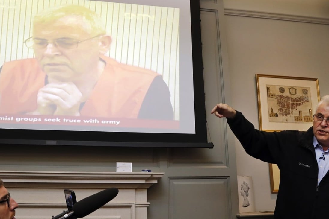 British investigator Peter Humphrey during a news conference in London on Friday discussing his arrest and forced confession in China in 2014. Photo: AP