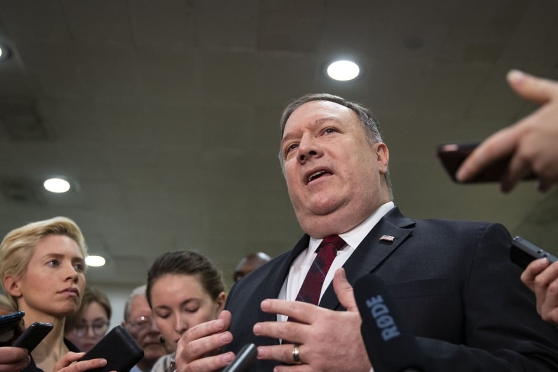 Mike Pompeo, US secretary of state, came to Capitol Hill to urgently lobby against the resolution to end US involvement in Yemen following a briefing on the murder of US-based columnist Jamal Khashoggi. Photo: Bloomberg