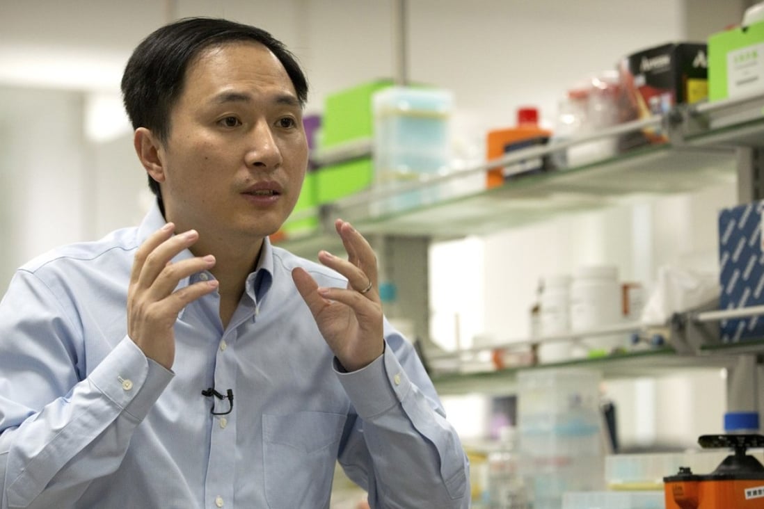 He Jiankui explains his research during an interview at a laboratory in Shenzhen in October. He revealed to the organisers of an international conference in Hong Kong on November 26 that he helped make the world’s first genetically edited babies to prevent them from being infected with HIV. Photo: AP