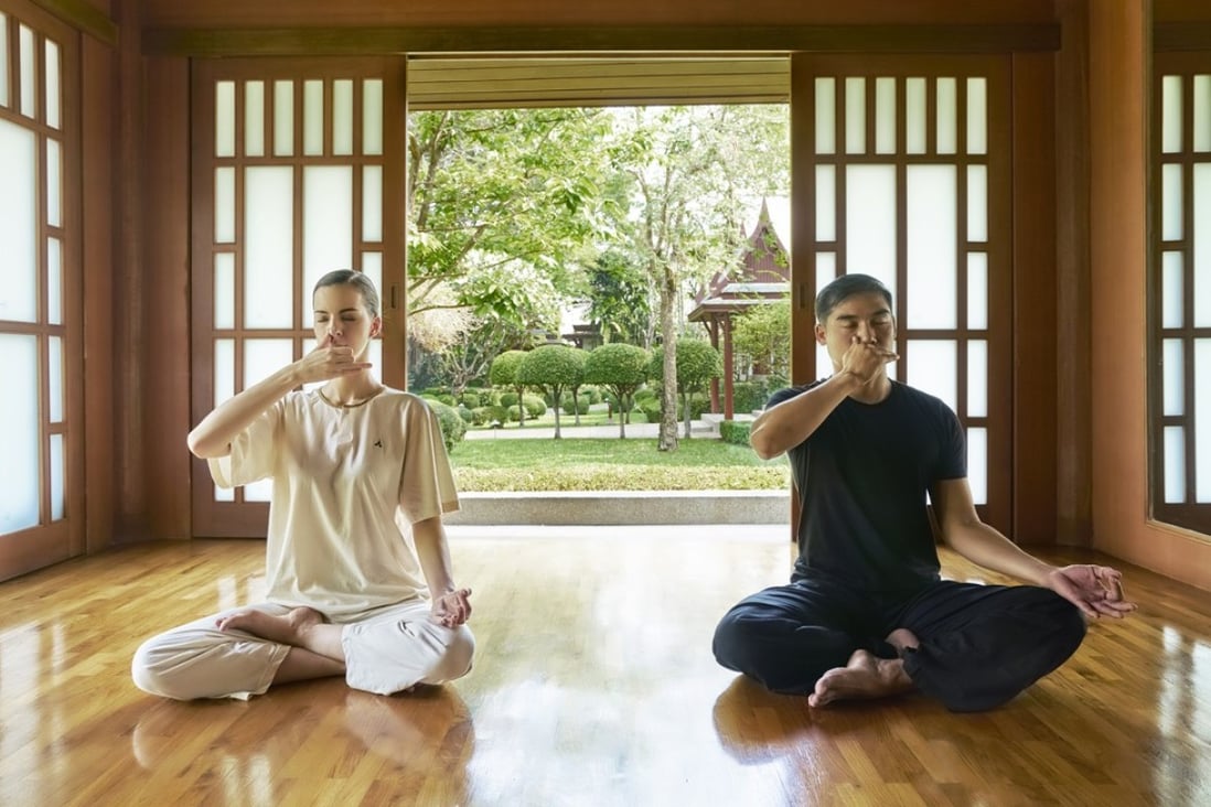 Yoga pranayama breathing exercises are among the treatments at Thailand’s wellness spas. Photo: Chiva Som