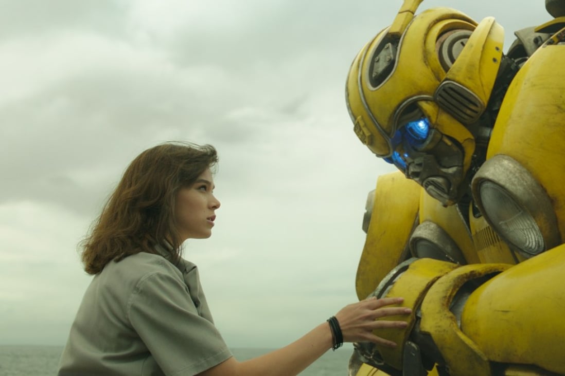 Hailee Steinfeld and Bumblebee in a still from Bumblebee (Category: IIA), directed by Travis Knight.