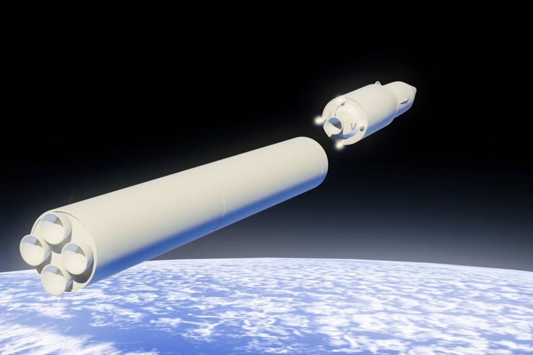 In this video grab provided by RU-RTR Russian television a computer simulation shows the Avangard hypersonic vehicle being released from booster rockets. Graphic: AP