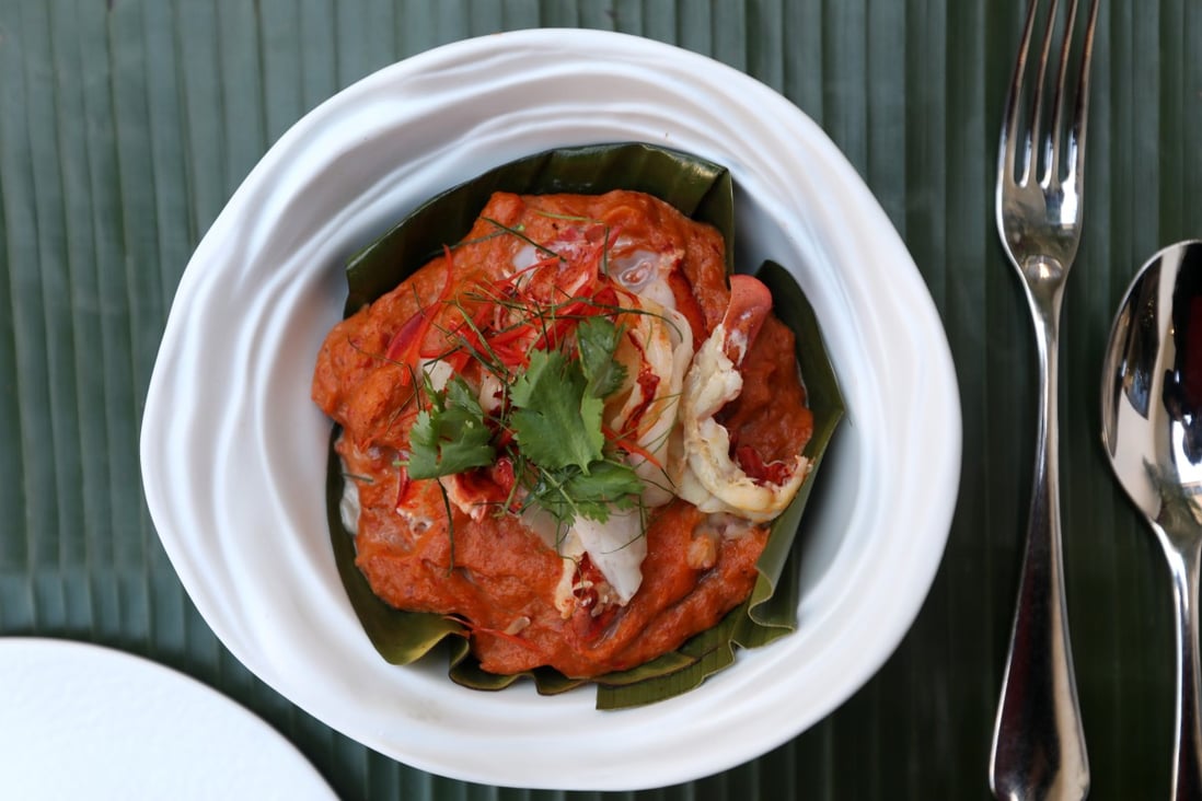 Steamed red curry of lobster with young coconut and Thai basil at Aaharn in Central. Photo: Xiaomei Chen