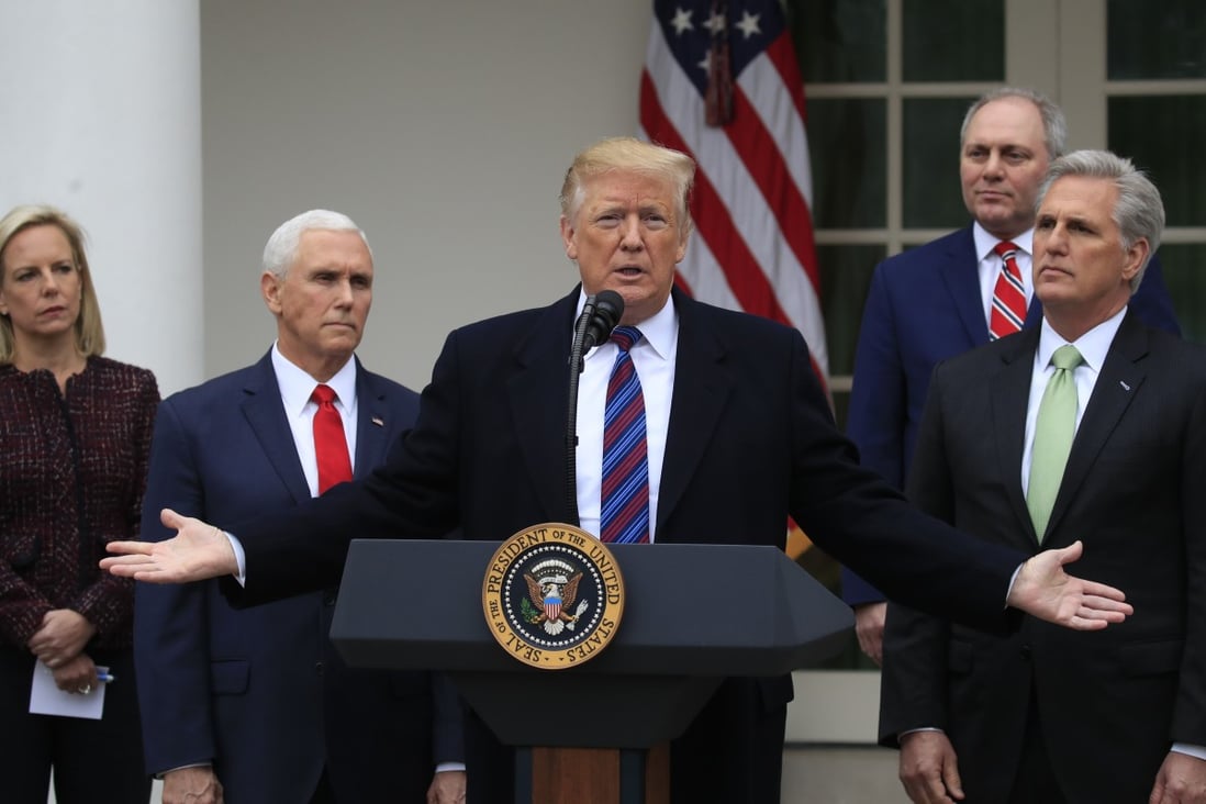 US President Donald Trump speaking in the Rose Garden of the White House in Washington on Friday after meeting with congressional leaders. Photo: AP